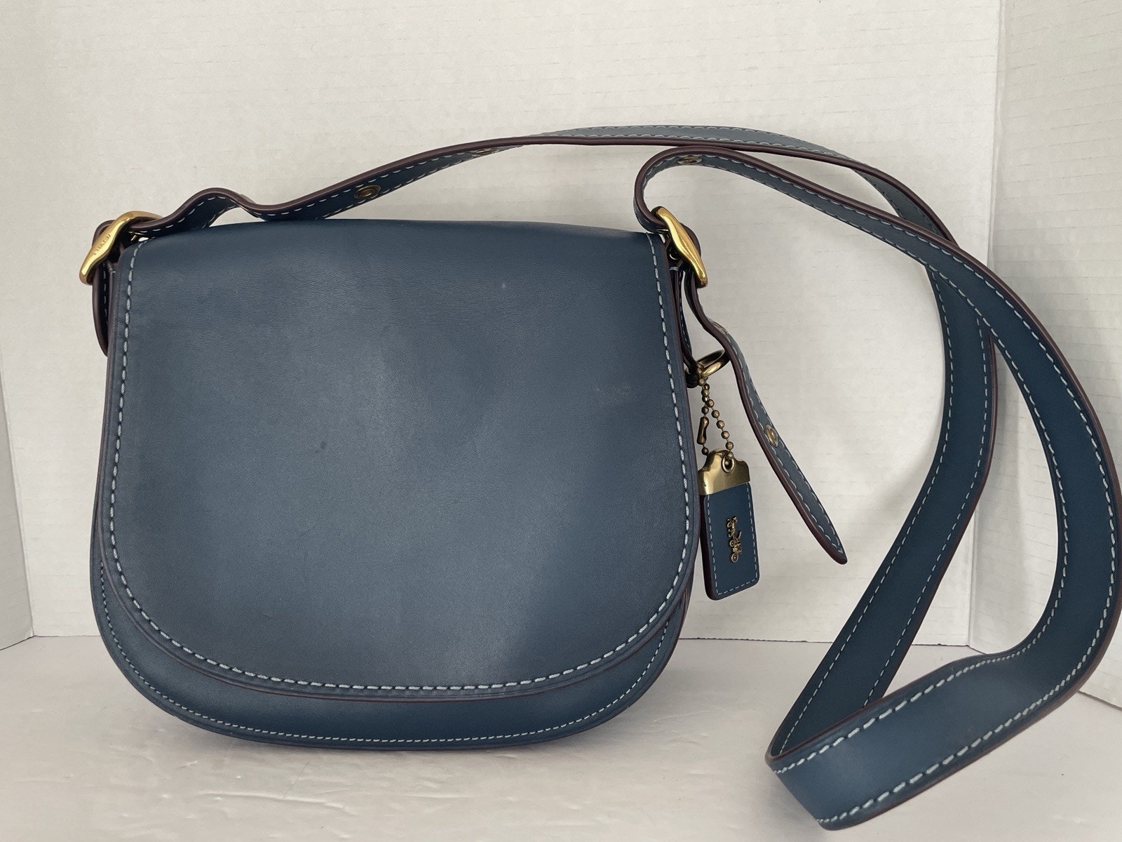Coach Saddle Bag Womens Messenger Blue Leather Crossbody 1941 Sd-20115 Heritage
